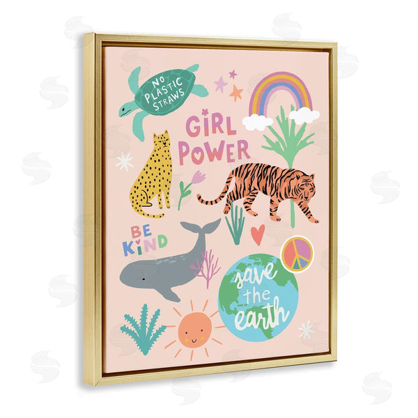 Stupell Industries Nina Seven | Girl Power Colorful Animal Illustrations Wall Art