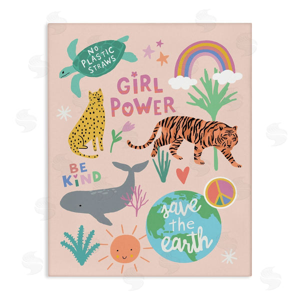 stupell industries Nina Seven | Girl Power Colorful Animal Illustrations Wall Art