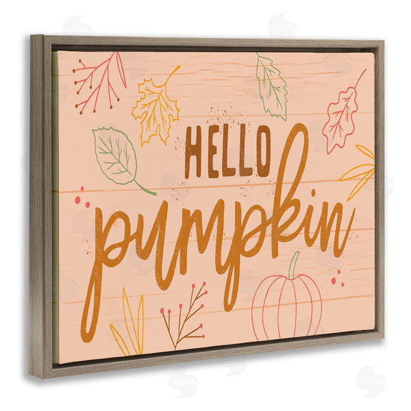 Stupell Industries Nina Seven | Hello Pumpkin Patterned Botanicals Autumn Phrase Design Wall Art