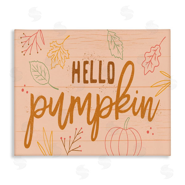 stupell industries Nina Seven | Hello Pumpkin Patterned Botanicals Autumn Phrase Design Wall Art