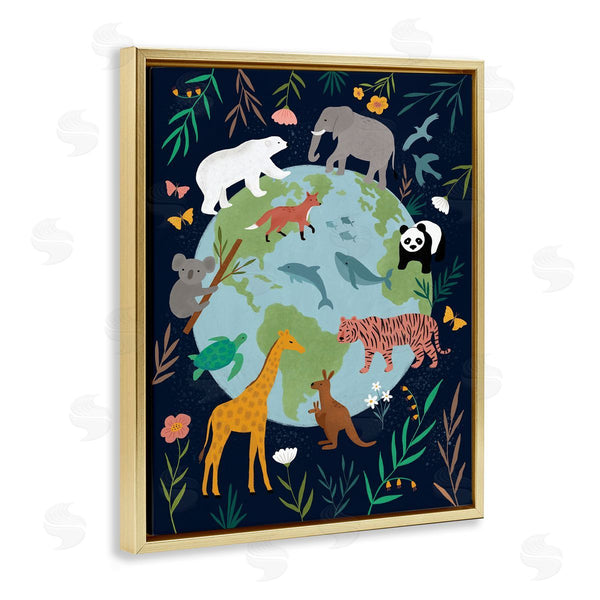 Stupell Industries Nina Seven | Jungle Animals Earth Floral Border