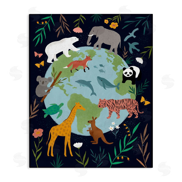 stupell industries Nina Seven | Jungle Animals Earth Floral Border