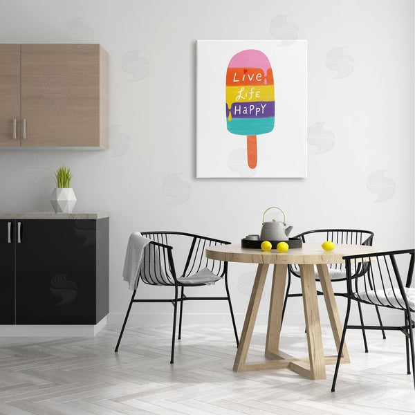 Stupell Industries Nina Seven | Live Life Happy Rainbow Stripe Popsicle Summer Illustration Wall Art
