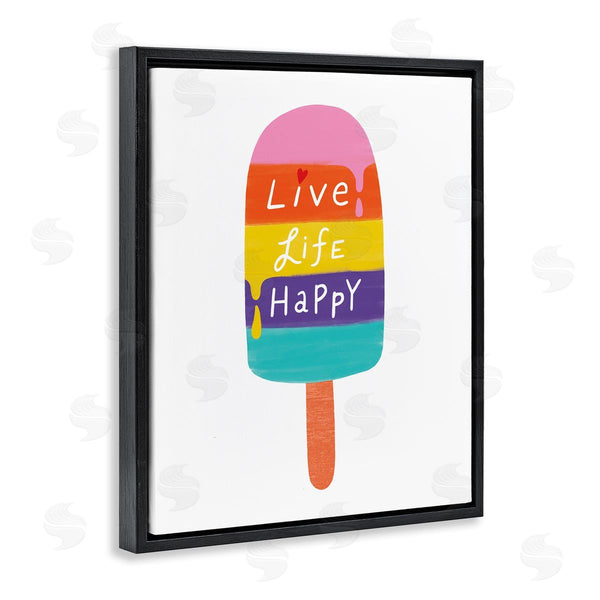 Stupell Industries Nina Seven | Live Life Happy Rainbow Stripe Popsicle Summer Illustration Wall Art