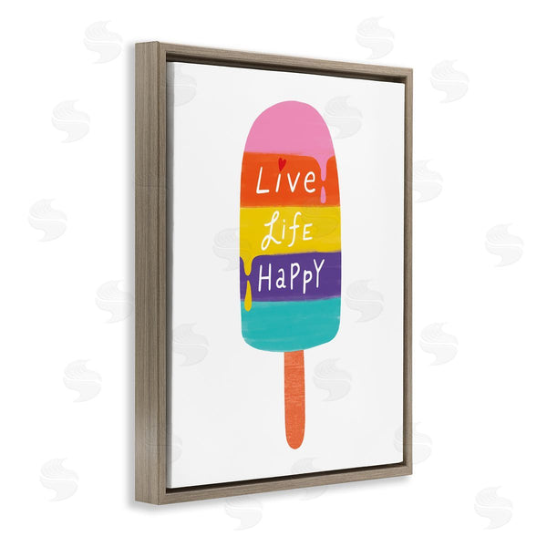 Stupell Industries Nina Seven | Live Life Happy Rainbow Stripe Popsicle Summer Illustration Wall Art