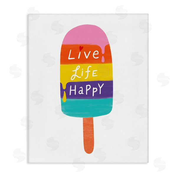 stupell industries Nina Seven | Live Life Happy Rainbow Stripe Popsicle Summer Illustration Wall Art