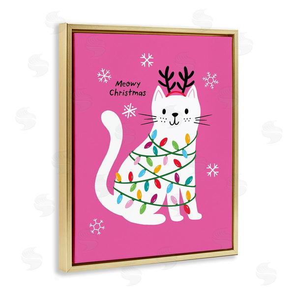 Stupell Industries Nina Seven | Meowy Christmas Cat Pun