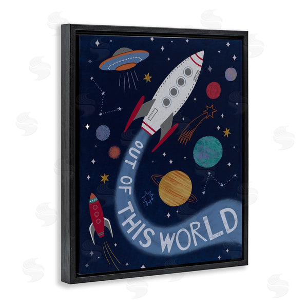 Stupell Industries Nina Seven | Out Of This World Text Flying Rocket Ship Galaxy Wall Art