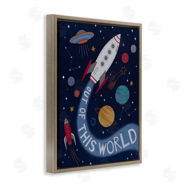 Stupell Industries Nina Seven | Out Of This World Text Flying Rocket Ship Galaxy Wall Art