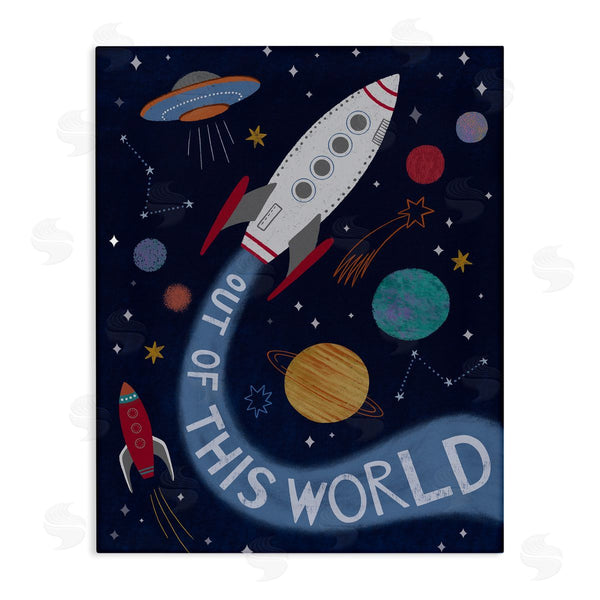 stupell industries Nina Seven | Out Of This World Text Flying Rocket Ship Galaxy Wall Art