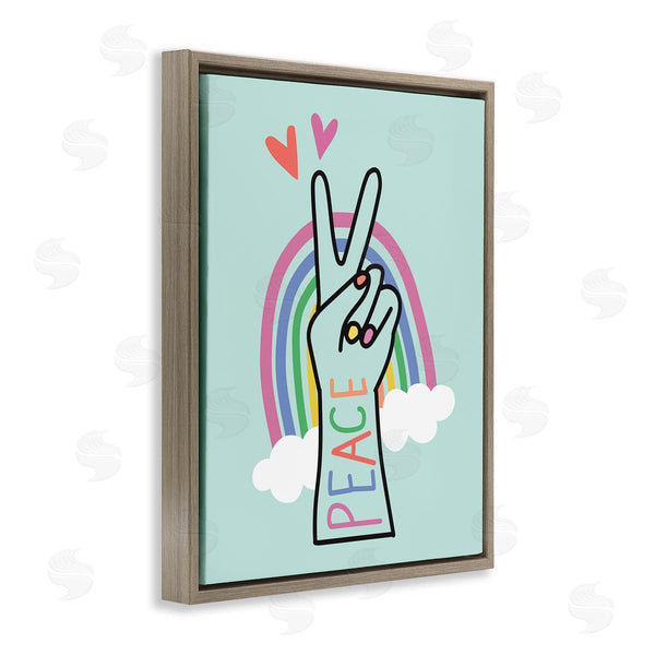 Stupell Industries Nina Seven | Peace Love Rainbow Turquoise Hand Sign