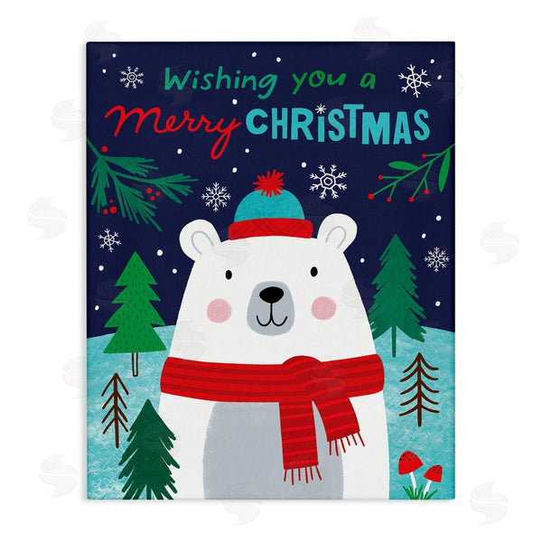 stupell industries Nina Seven | Polar Bear Forest Wishing You Merry Christmas Phrase Wall Art