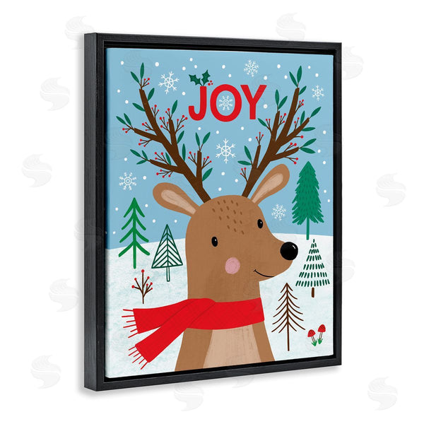 Stupell Industries Nina Seven | Red Holly Reindeer Winter Forest Joy Typography Wall Art