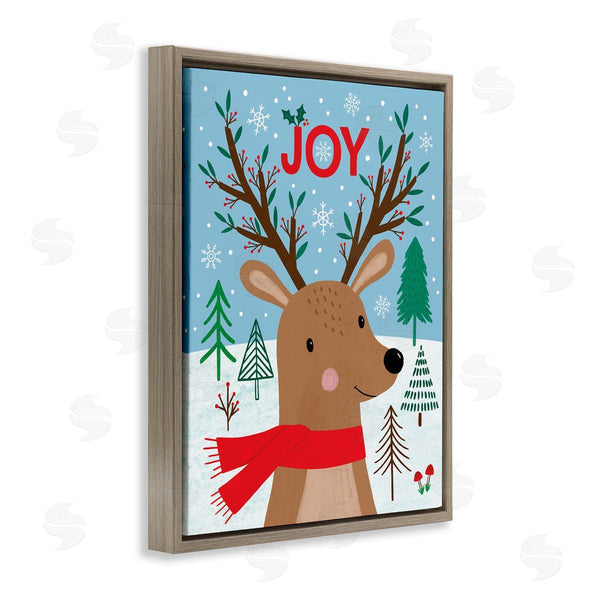 Stupell Industries Nina Seven | Red Holly Reindeer Winter Forest Joy Typography Wall Art