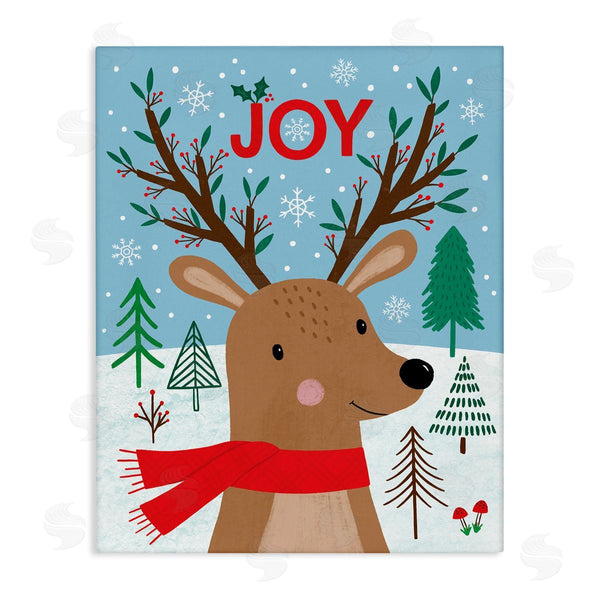 stupell industries Nina Seven | Red Holly Reindeer Winter Forest Joy Typography Wall Art