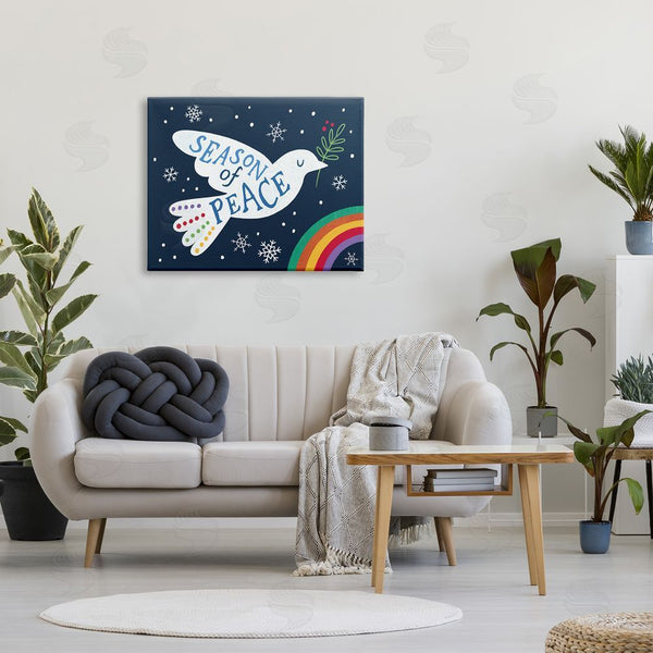 Stupell Industries Nina Seven | Season Of Peace Phrase White Dove Over Rainbow Wall Art