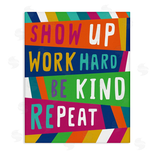 stupell industries Nina Seven | Show Up Work Hard Phrase Pop Stripe Pattern Wall Art