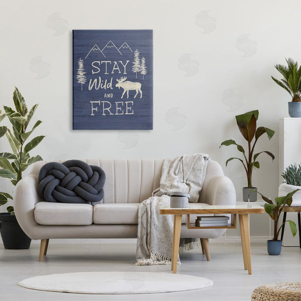 Stupell Industries Nina Seven | Stay Wild & Free Moose Mountain Scene Rustic Wildlife Wall Art