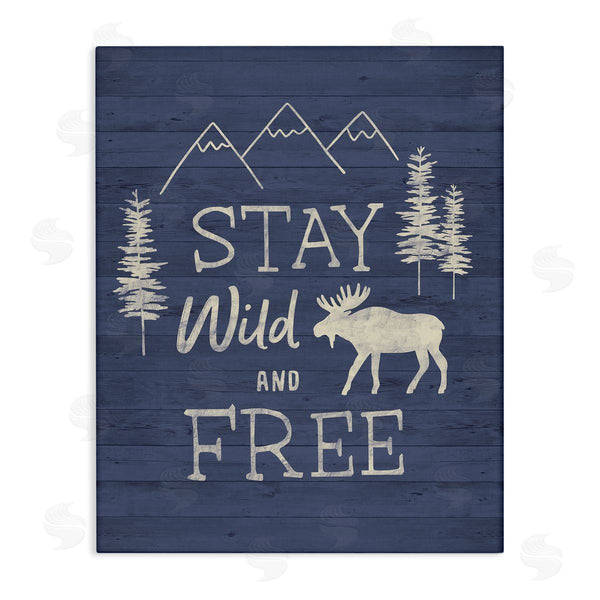 stupell industries Nina Seven | Stay Wild & Free Moose Mountain Scene Rustic Wildlife Wall Art
