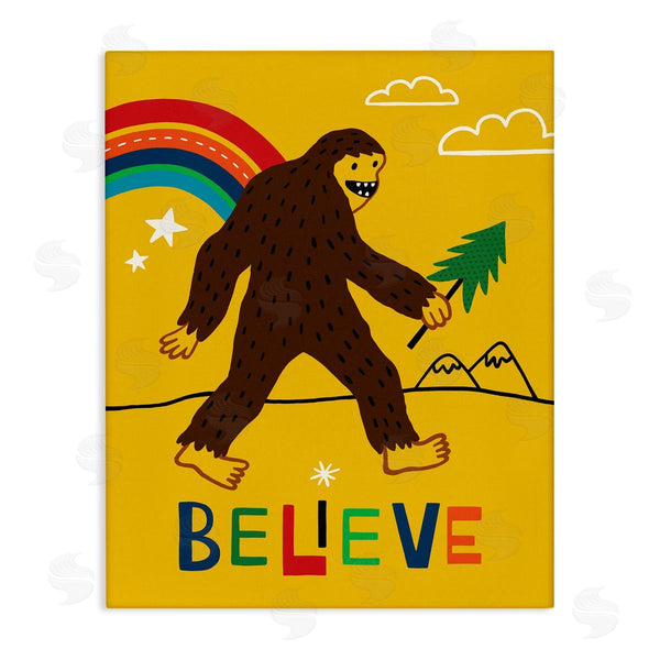 stupell industries Nina Seven | Whimsical Believe Phrase Happy Smiling Big Foot Wall Art