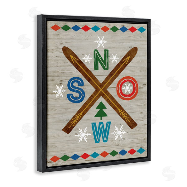 Stupell Industries Nina Seven | Winter Snow & Crossed Skis Wall Art