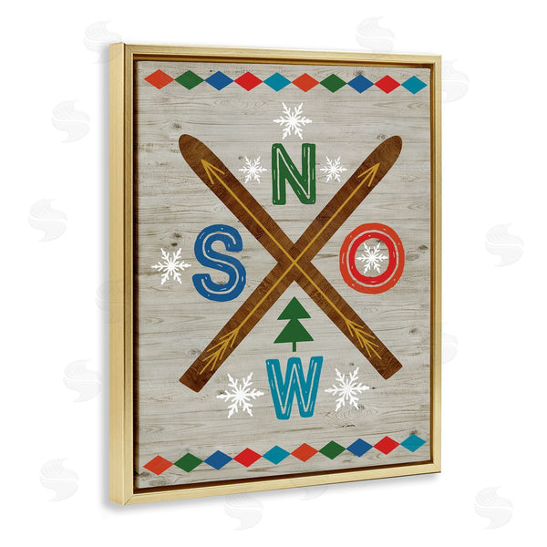 Stupell Industries Nina Seven | Winter Snow & Crossed Skis Wall Art