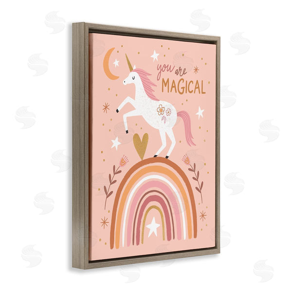 Stupell Industries Nina Seven | You Are Magical Inspirational Pink Unicorn Rainbow Wall Art