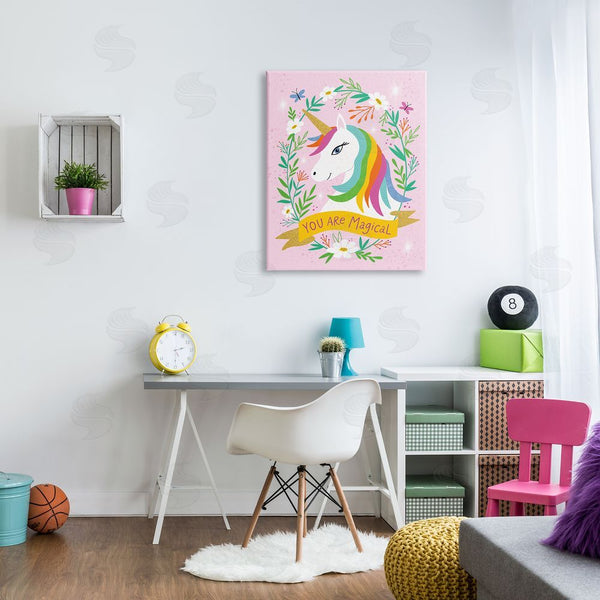 Stupell Industries Nina Seven | You Are Magical Phrase Playful Kids Rainbow Unicorn Wall Art