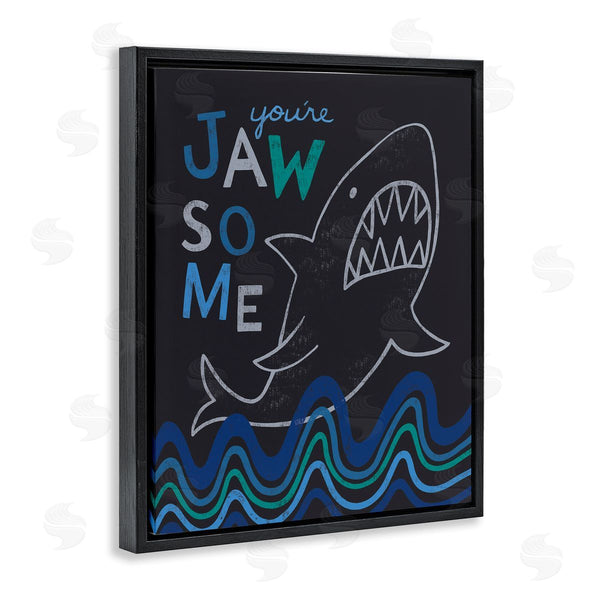 Stupell Industries Nina Seven | You're Jawsome Witty Shark Phrase Ocean Waves Stripes Wall Art