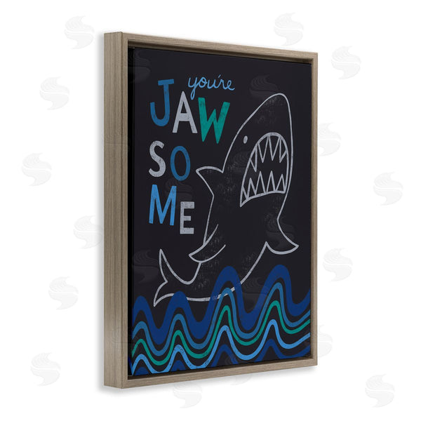 Stupell Industries Nina Seven | You're Jawsome Witty Shark Phrase Ocean Waves Stripes Wall Art