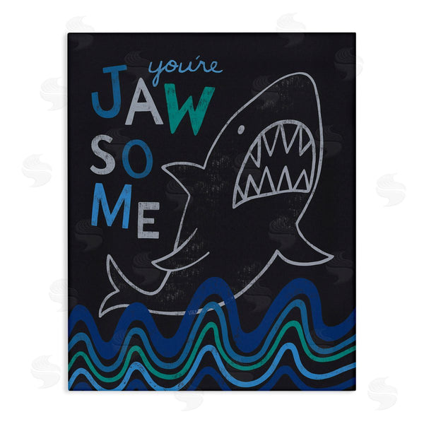 stupell industries Nina Seven | You're Jawsome Witty Shark Phrase Ocean Waves Stripes Wall Art