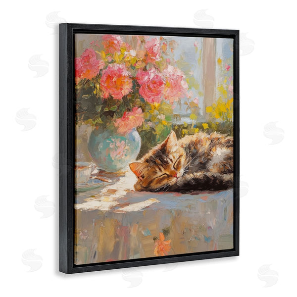 Stupell Industries Nini Art | Sleeping Kitten & Flower Vase