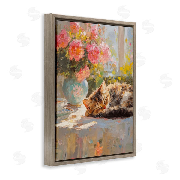 Stupell Industries Nini Art | Sleeping Kitten & Flower Vase