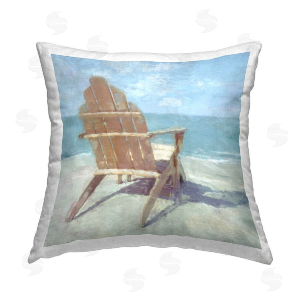 stupell industries Noah Bay | Beach Chair on Shore Printed Throw Pillow