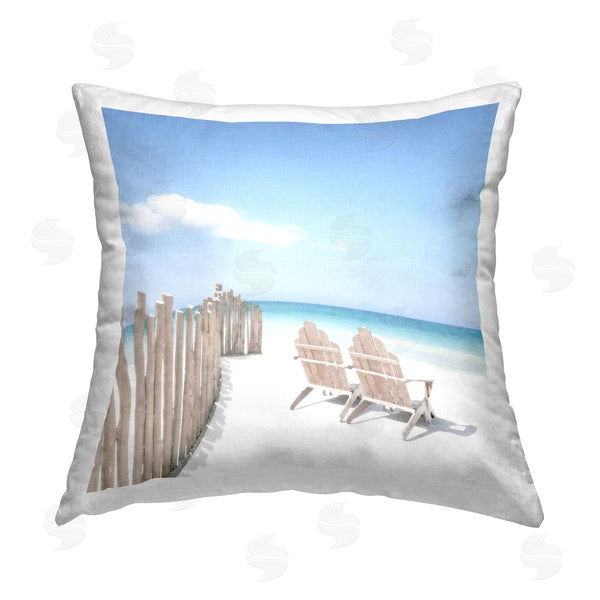 stupell industries Noah Bay | Beach Chairs Scene Printed Throw Pillow