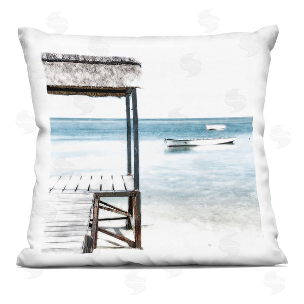 stupell industries Noah Bay | Calm Waters Beach Coast Printed Throw Pillow