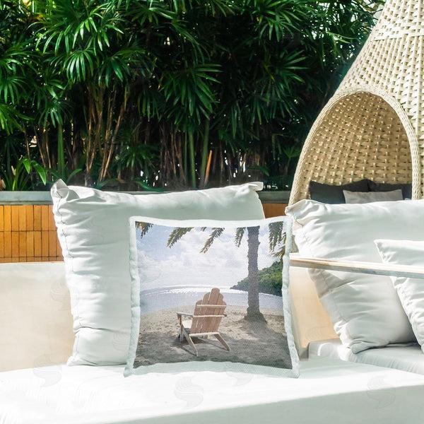 Stupell Industries Noah Bay | Chair Under Palm Tree Printed Throw Pillow