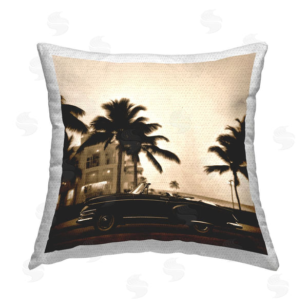 Stupell Industries Noah Bay | Classic Black Car & Palms Printed Throw Pillow