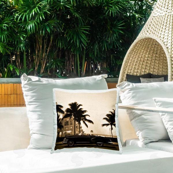 Stupell Industries Noah Bay | Classic Black Car & Palms Printed Throw Pillow