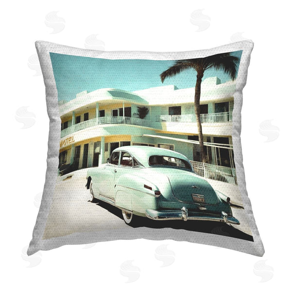 Stupell Industries Noah Bay | Classic Car At Motel Printed Throw Pillow