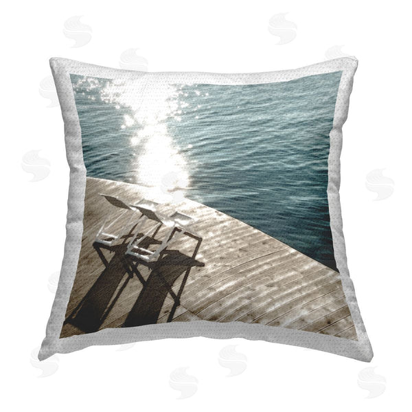 Stupell Industries Noah Bay | Deck Chair Shadows Printed Throw Pillow