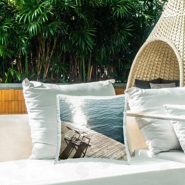 Stupell Industries Noah Bay | Deck Chair Shadows Printed Throw Pillow