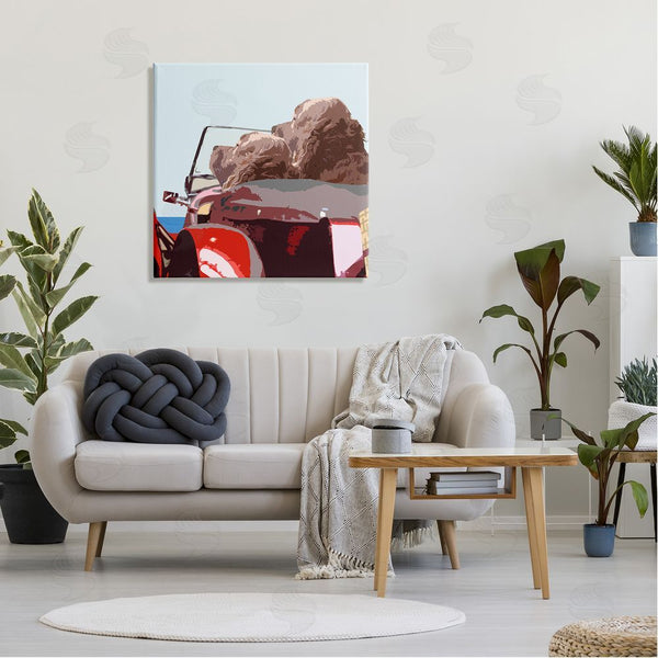 Stupell Industries Noah Bay | Dogs Driving Convertible Car Clear Blue Sky Wall Art