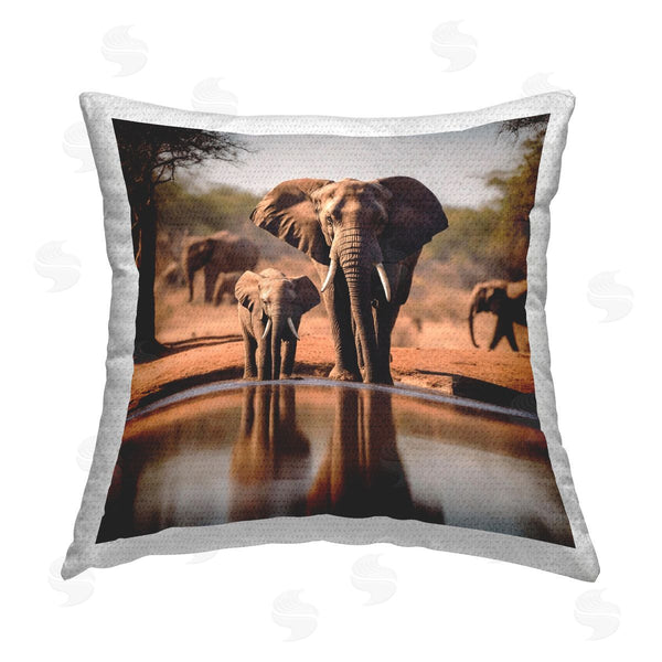 Stupell Industries Noah Bay | Elephant & Calf At Waterhole Printed Throw Pillow