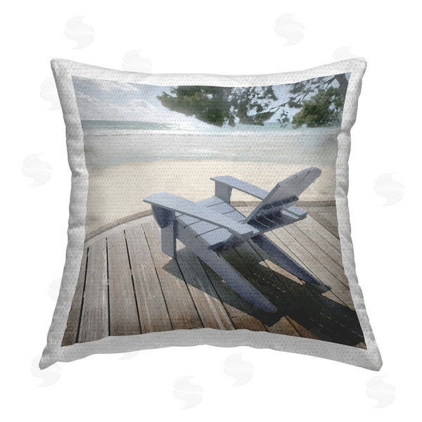 Stupell Industries Noah Bay | Greek Chair Beach Landscape Printed Throw Pillow