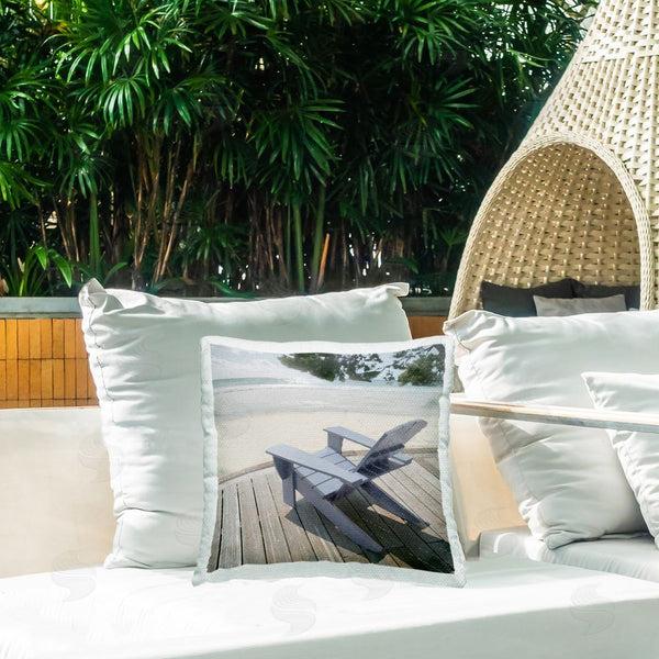 Stupell Industries Noah Bay | Greek Chair Beach Landscape Printed Throw Pillow