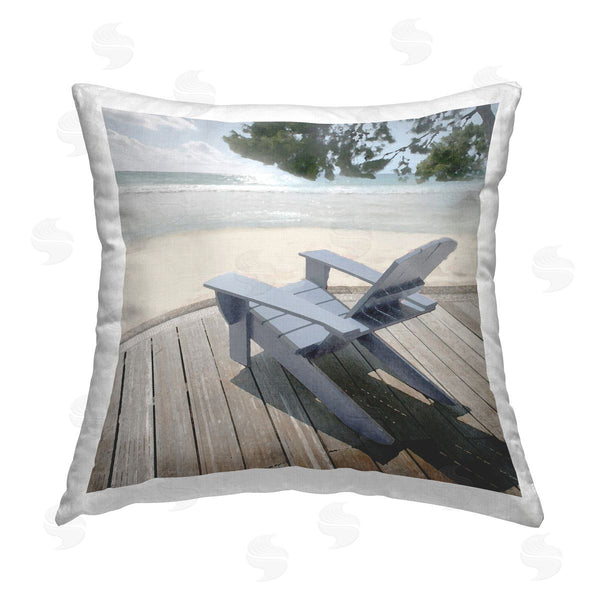 stupell industries Noah Bay | Greek Chair Beach Landscape Printed Throw Pillow