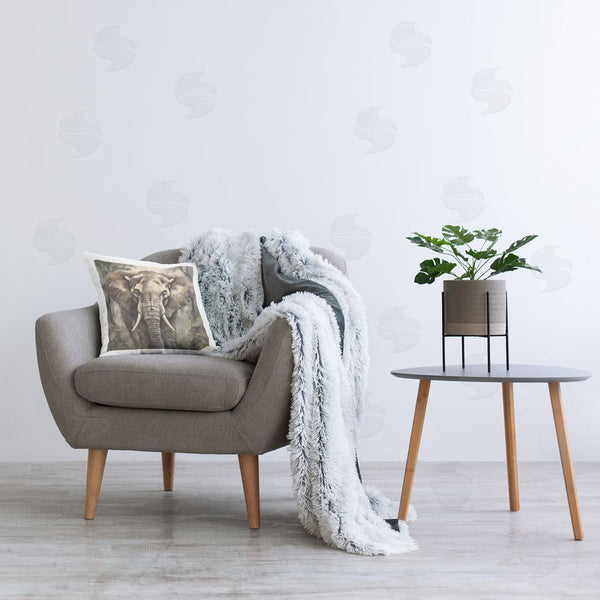 Stupell Industries Noah Bay | Grey Elephant Portrait Printed Throw Pillow