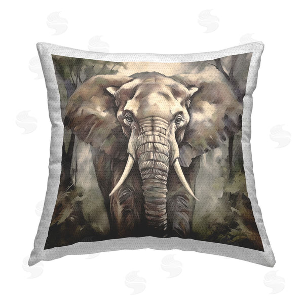 Stupell Industries Noah Bay | Grey Elephant Portrait Printed Throw Pillow
