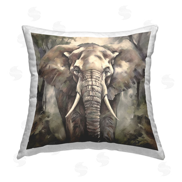 stupell industries Noah Bay | Grey Elephant Portrait Printed Throw Pillow